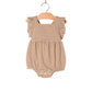 Baby Spring Overall Flutter Romper- Toffee Stripe