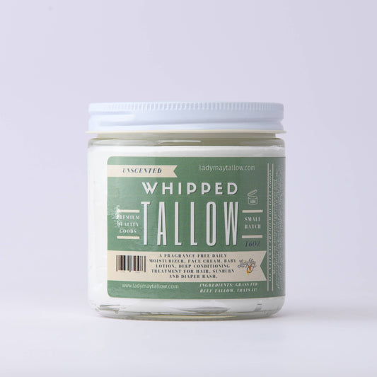 All Natural Whipped Tallow, 16oz, Odorless Grass fed Beef Tallow