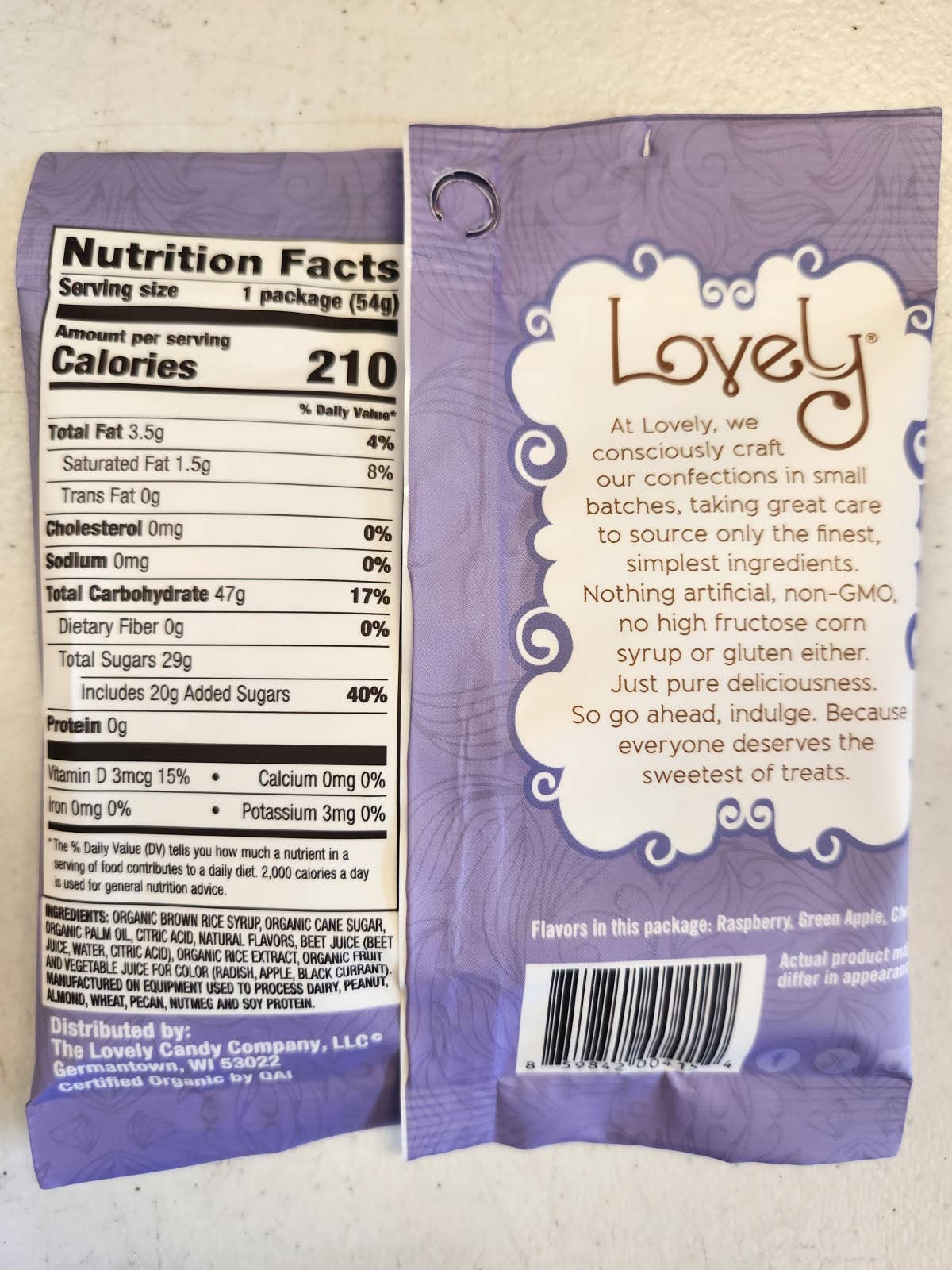 Organic Sour Chewy Candies 1.8oz Single Serve Bags