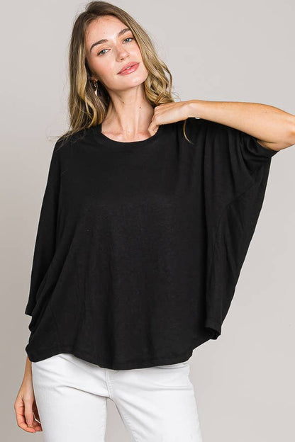 Elbow sleeve oversize cocoon knit top