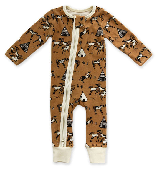 Organic Cotton Baby Pajamas 2-Way Zipper Sleeper, Sparrow