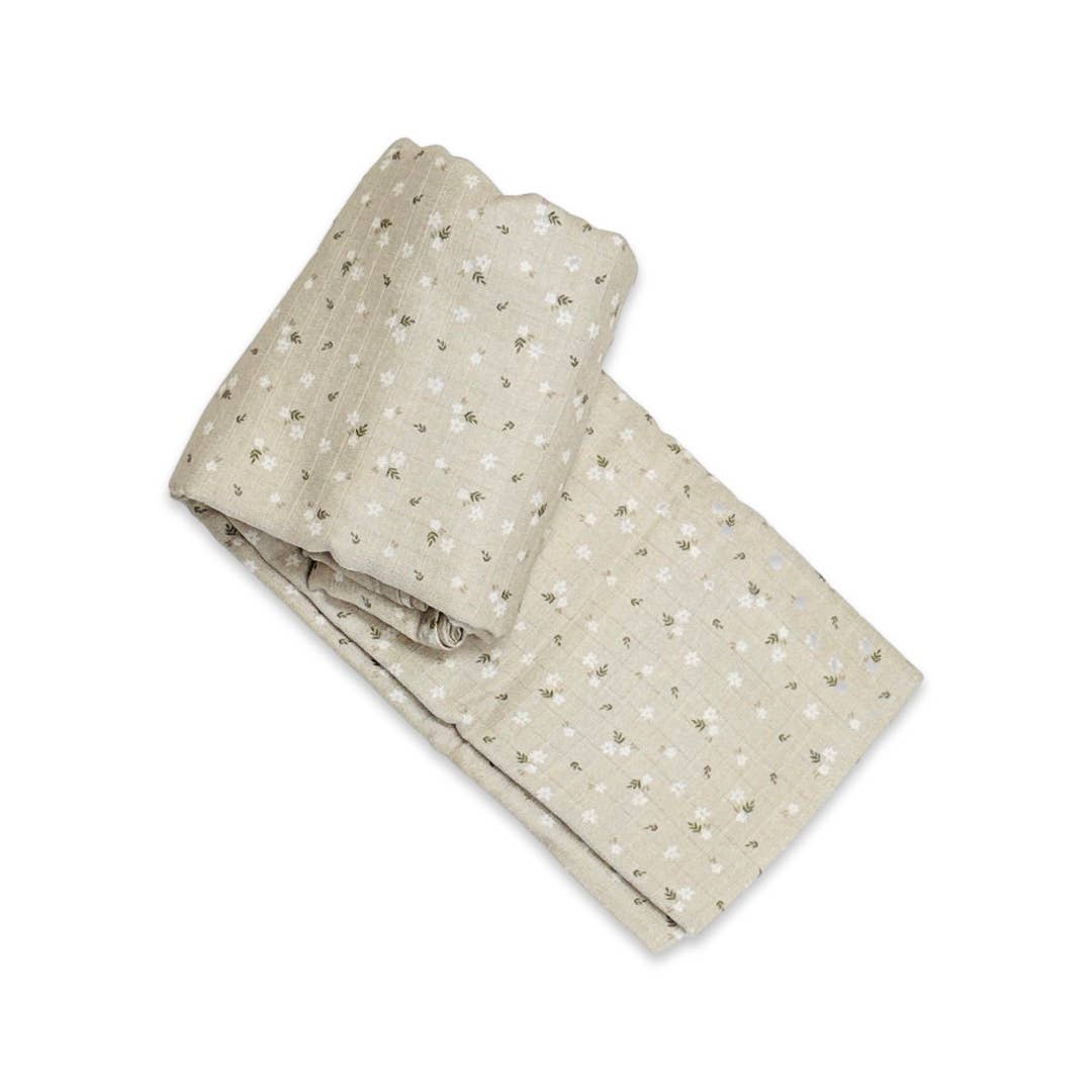 Ditsy Floral Muslin Swaddle Baby Blanket (Organic Cotton)