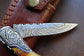 Damascus Steel handmade Pocket Knife with burnt bone handles