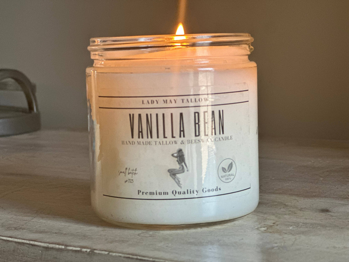 Vanilla Bean Tallow & Beeswax All Natural Non Toxic Candle