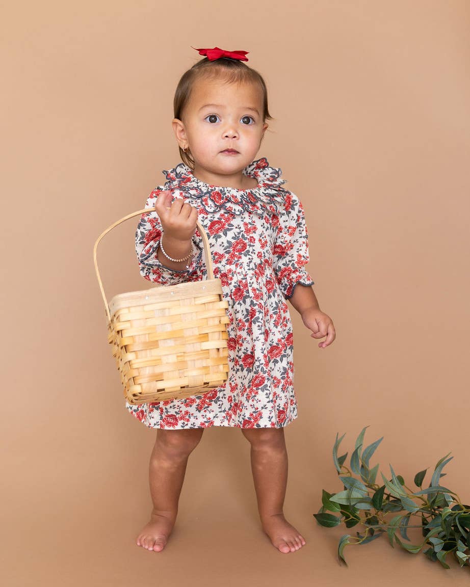 Amour Rose Floral Ruffle Baby Dress & Bloomer (Linen Blend)