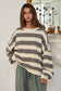 Striped Terry Oversized Sweatshirt Top