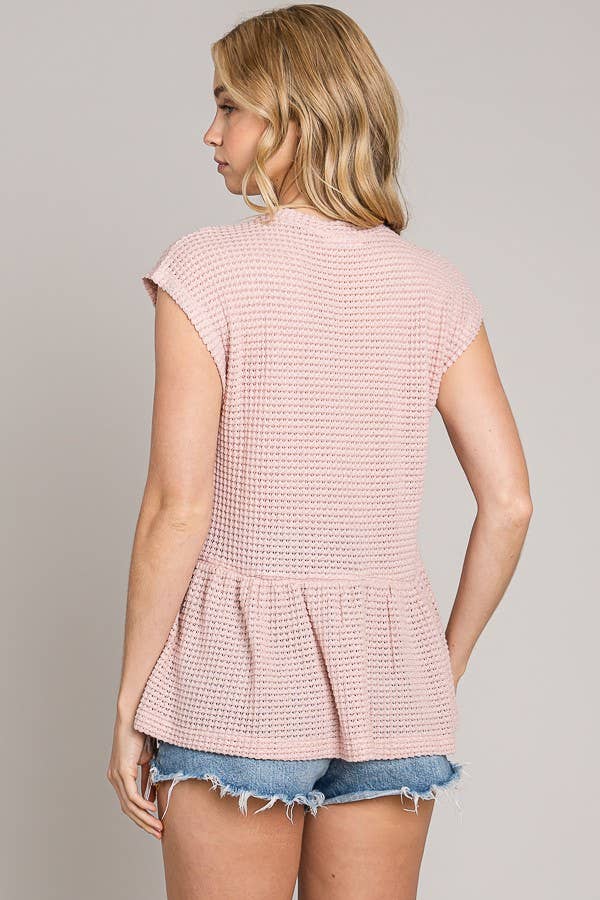 Short Dolman Sleeve Peplum Knit Top