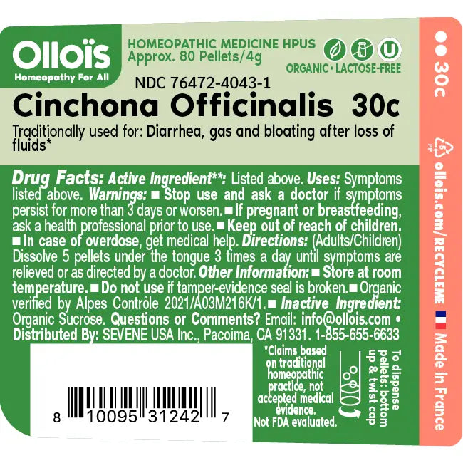 Olloïs Cinchona Officinalis 30c Organic Lactose-Free, 80ct