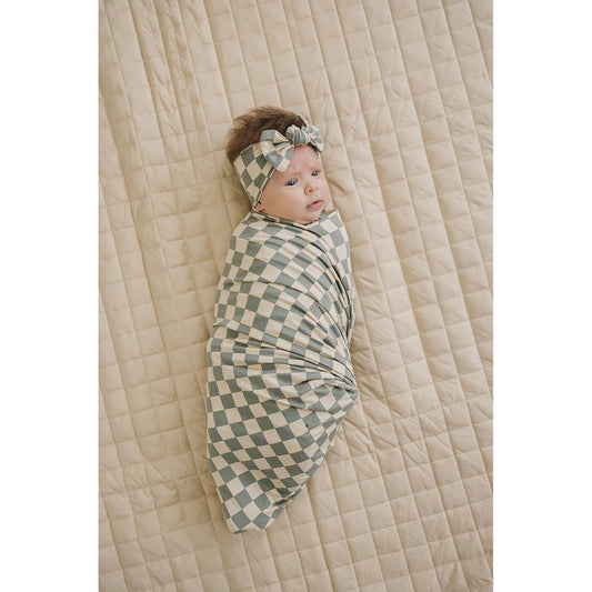 Stretch Swaddle Light Green Checkered