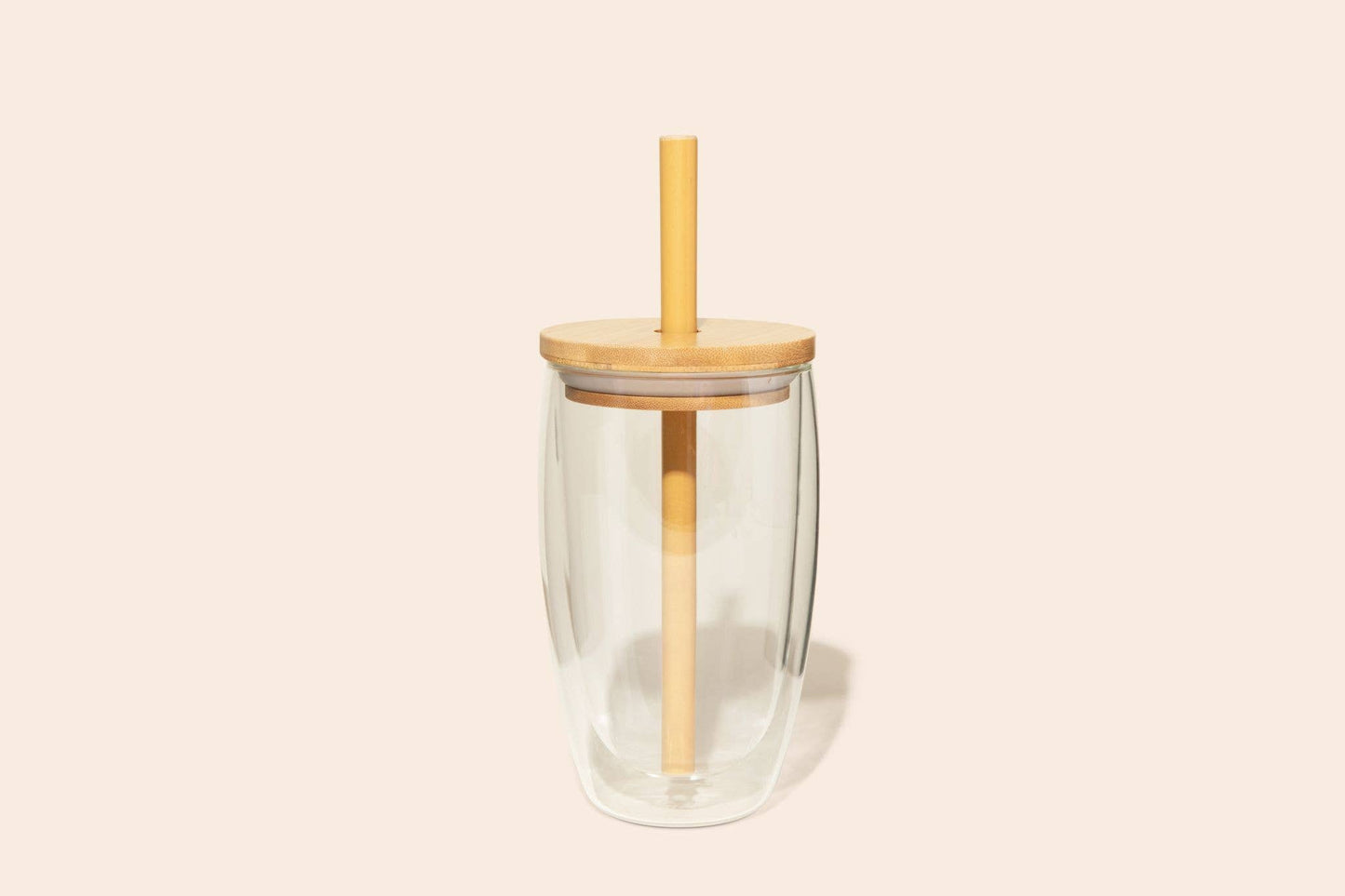 Reusable Glass Tumbler Cup + Bamboo Straw | Clear