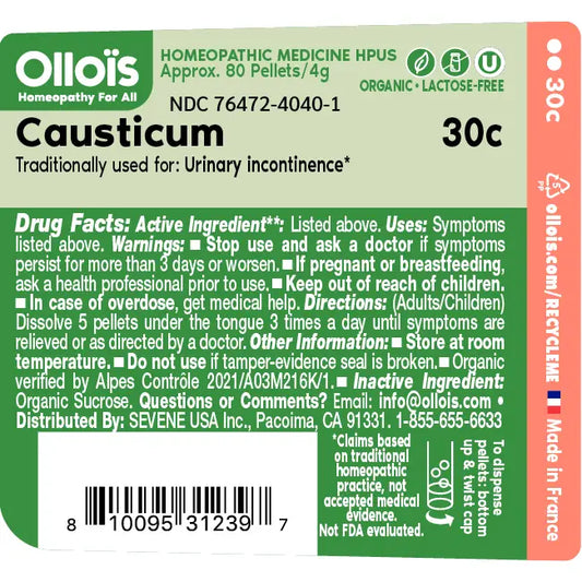 Olloïs Causticum 30c Organic & Lactose-Free Pellets, 80ct