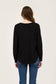 V NECK HALF BUTTON LONG SLEEVE KNIT TOP