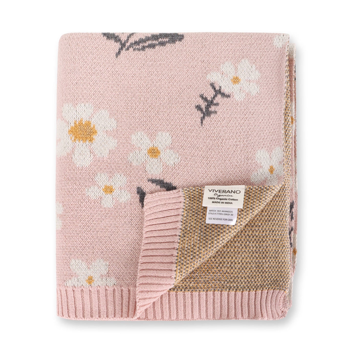 Daisy Floral - Organic Jacquard Sweater Knit Baby Blanket
