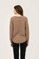 V NECK HALF BUTTON LONG SLEEVE KNIT TOP