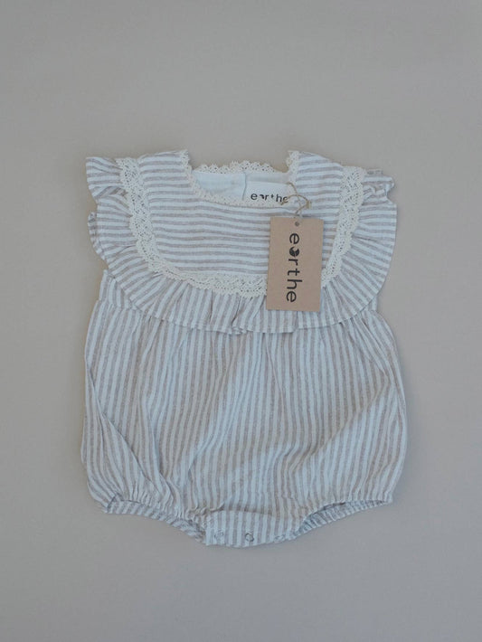 Raffle Romper / Striped Natural