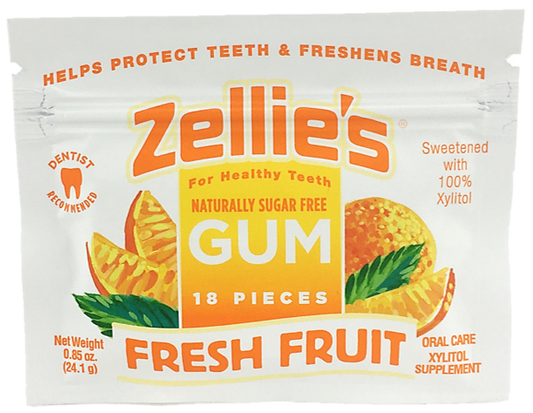 Zellie's Xylitol Dental Gum - Fresh Fruit 18ct Pouch