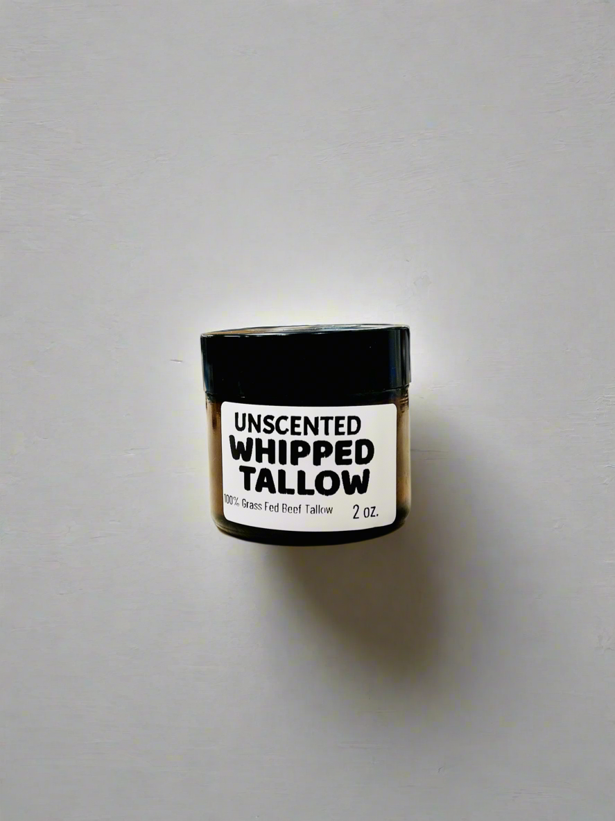 2 oz Unscented Whipped Tallow, Grass fed Beef Tallow