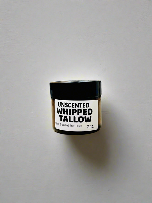 2 oz Unscented Whipped Tallow, Grass fed Beef Tallow