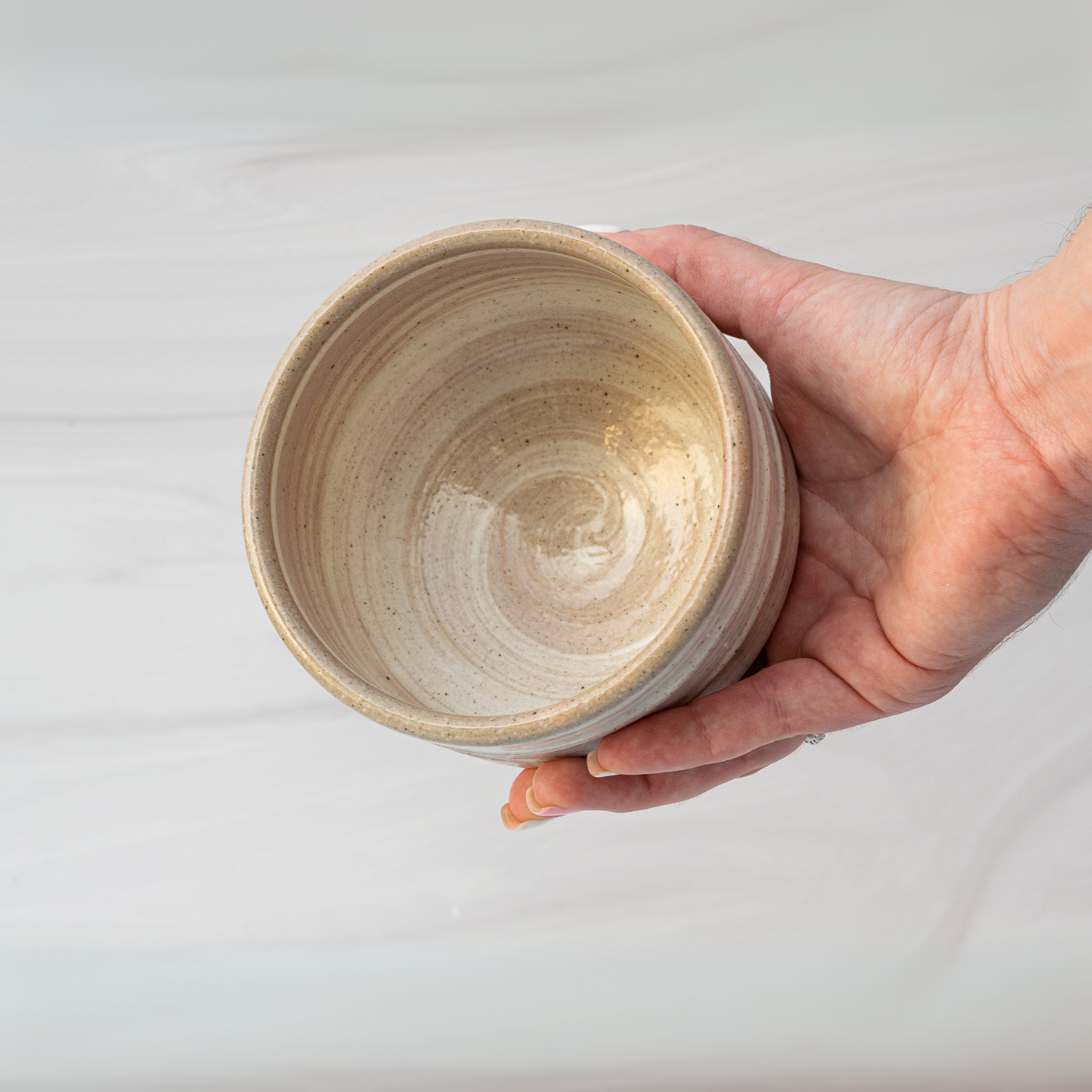handmade Beige Ceramic Matcha Bowl