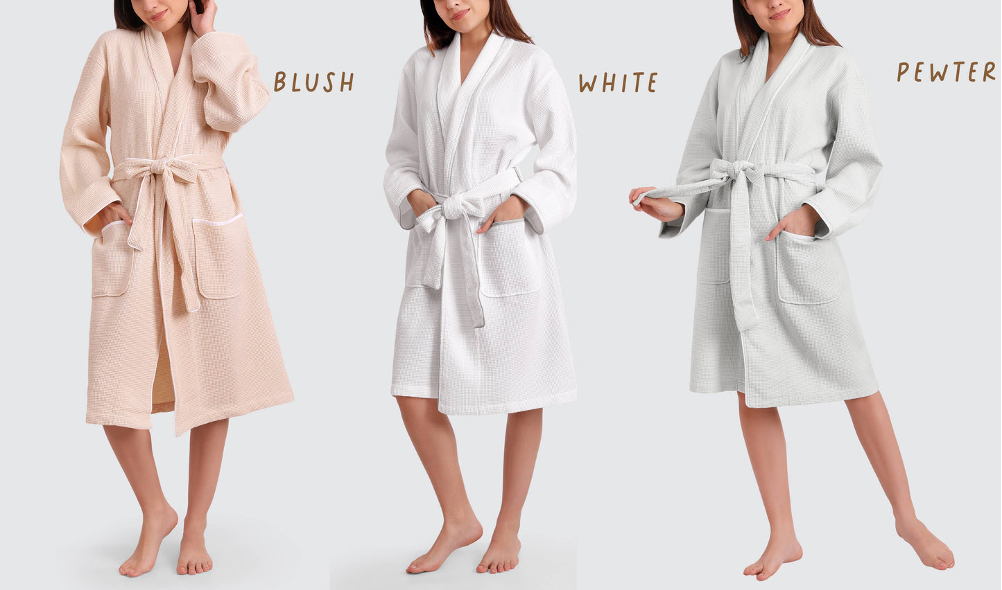 Women's Organic Waffle Weave Bath & Spa Robe (3 Colors)