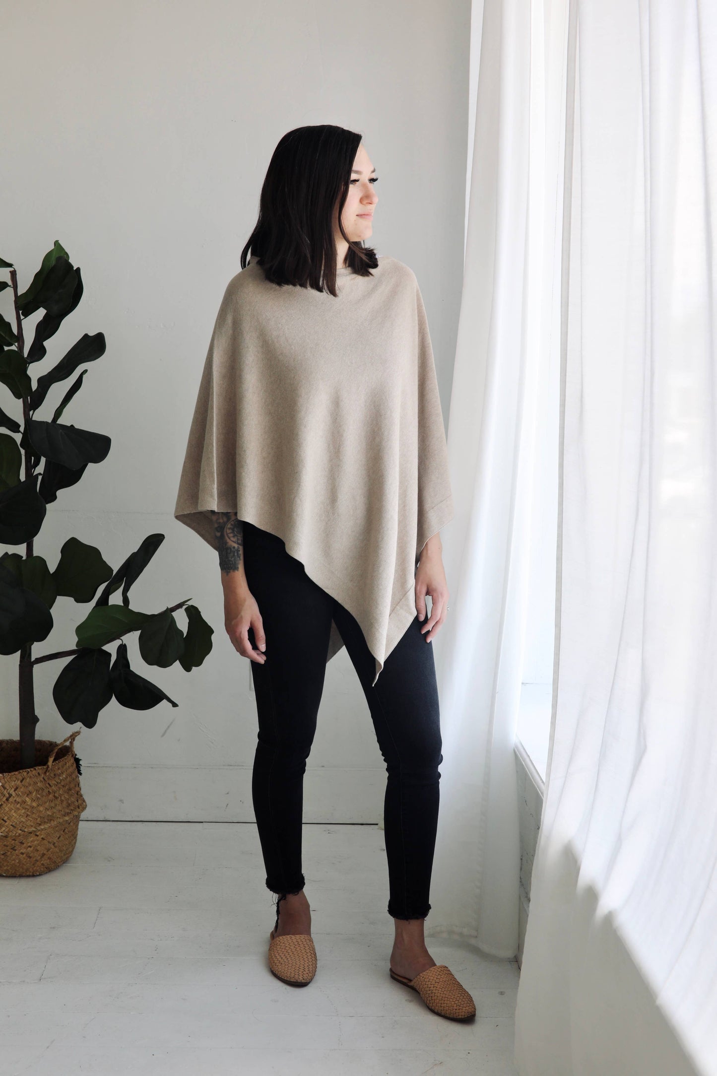 Women's Eco-Chic Poncho Sweater Knit Pullover (Organic)