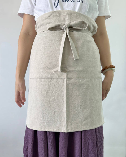 Linen Half Apron with Pockets