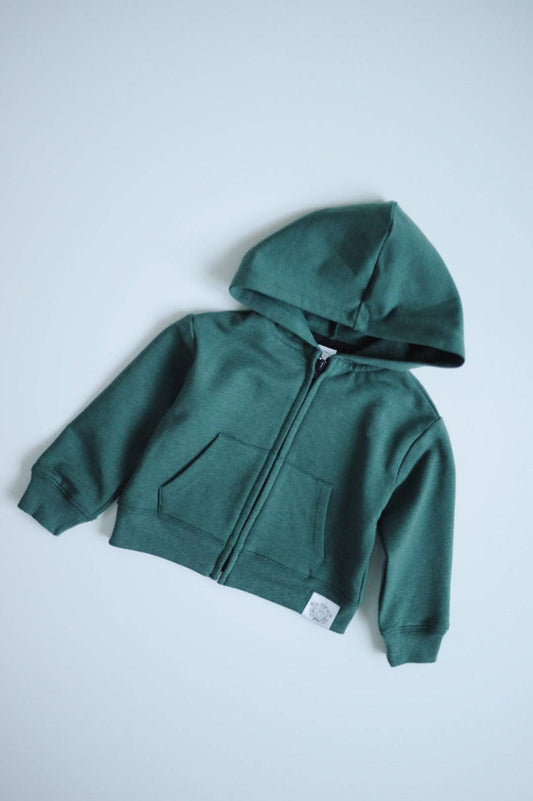 Organic cotton zip up hoodie / Pine