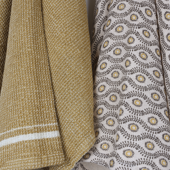 Tea Towel Set/2 Daisy Chain - Sunset Yellow