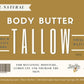 Tallow Body Butter, 16oz Grass Fed All Natural Moisturizer