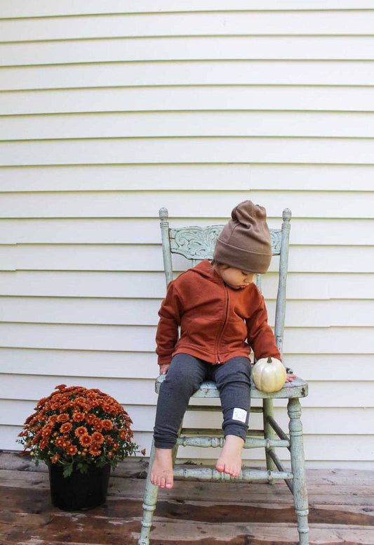 Organic cotton zip up hoodie / Rust