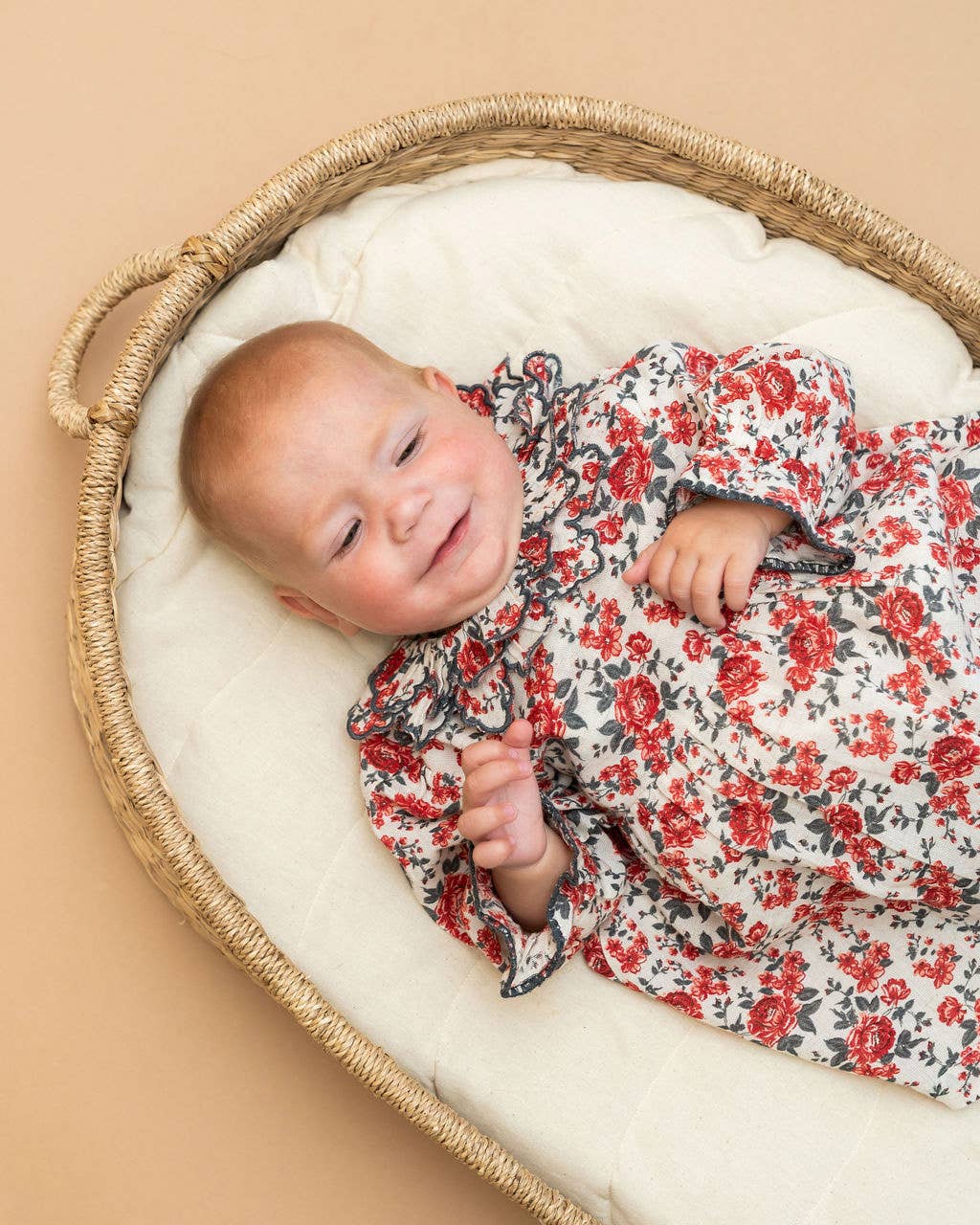 Amour Rose Floral Ruffle Baby Dress & Bloomer (Linen Blend)