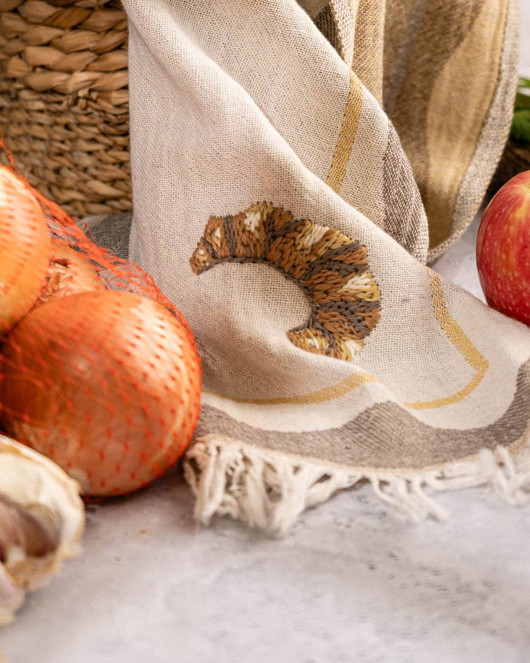 Croissant Hand-Stitched Tea Towel Set