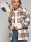 FAUX FUR BRUSHED PLAID JACKET W/ POCKET