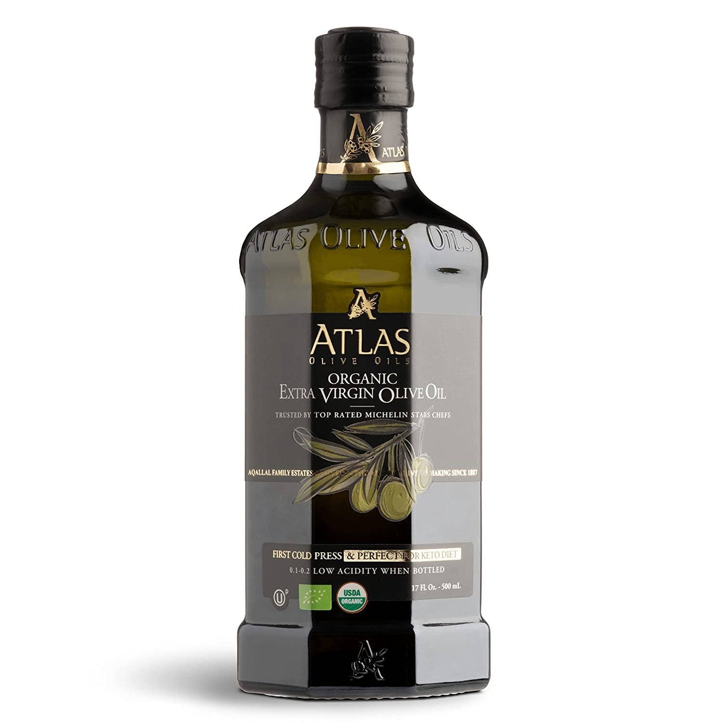 Atlas Organic Extra Virgin Olive Oil Glass bottle of 500 ML