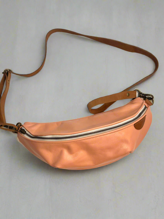 Bright Salmon Leather Mini Bum Bag