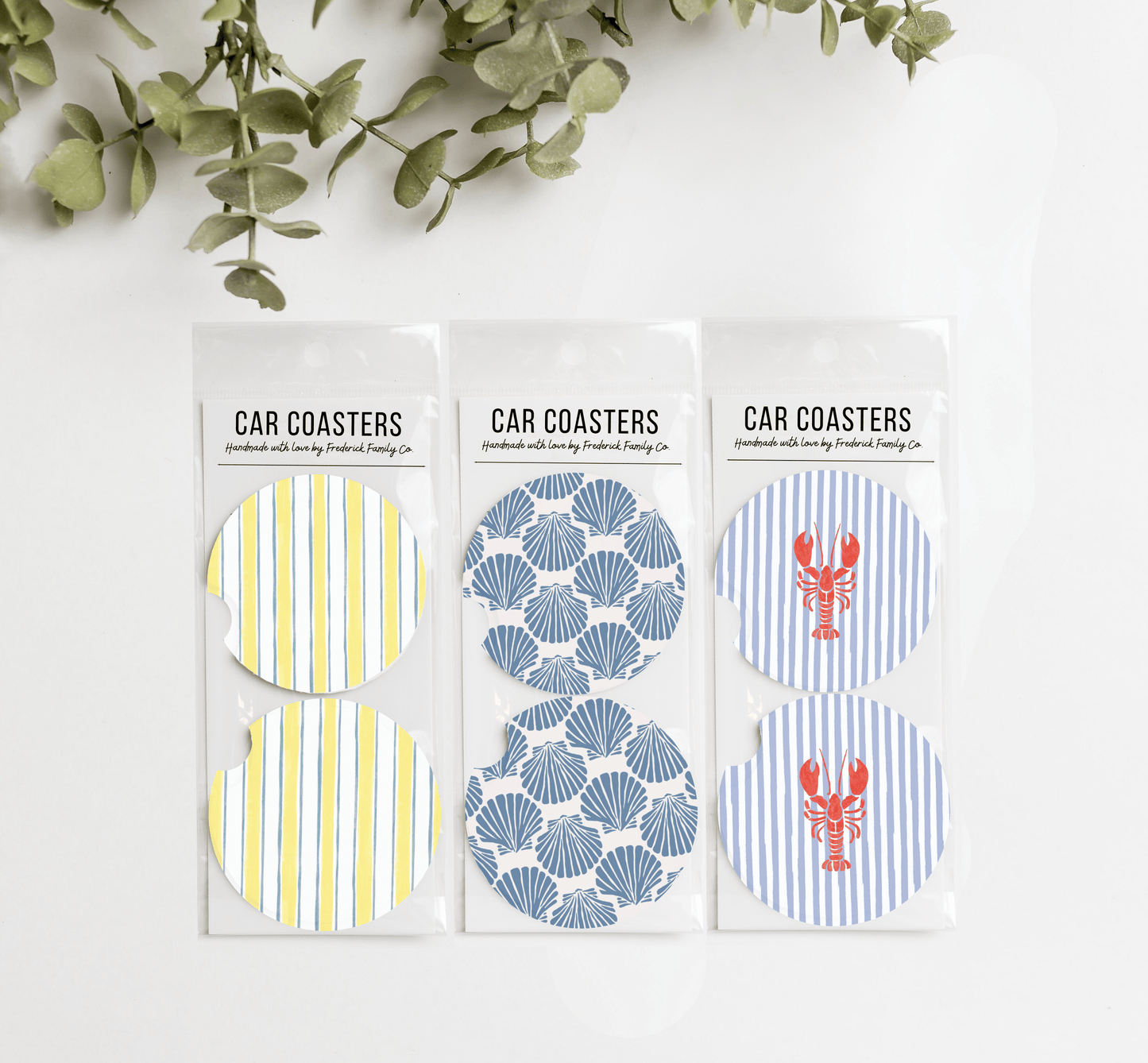 Summer Car Coasters Set of 2 – Absorbent Neoprene Cup Holder Coasters for Cars, Trucks & SUVs