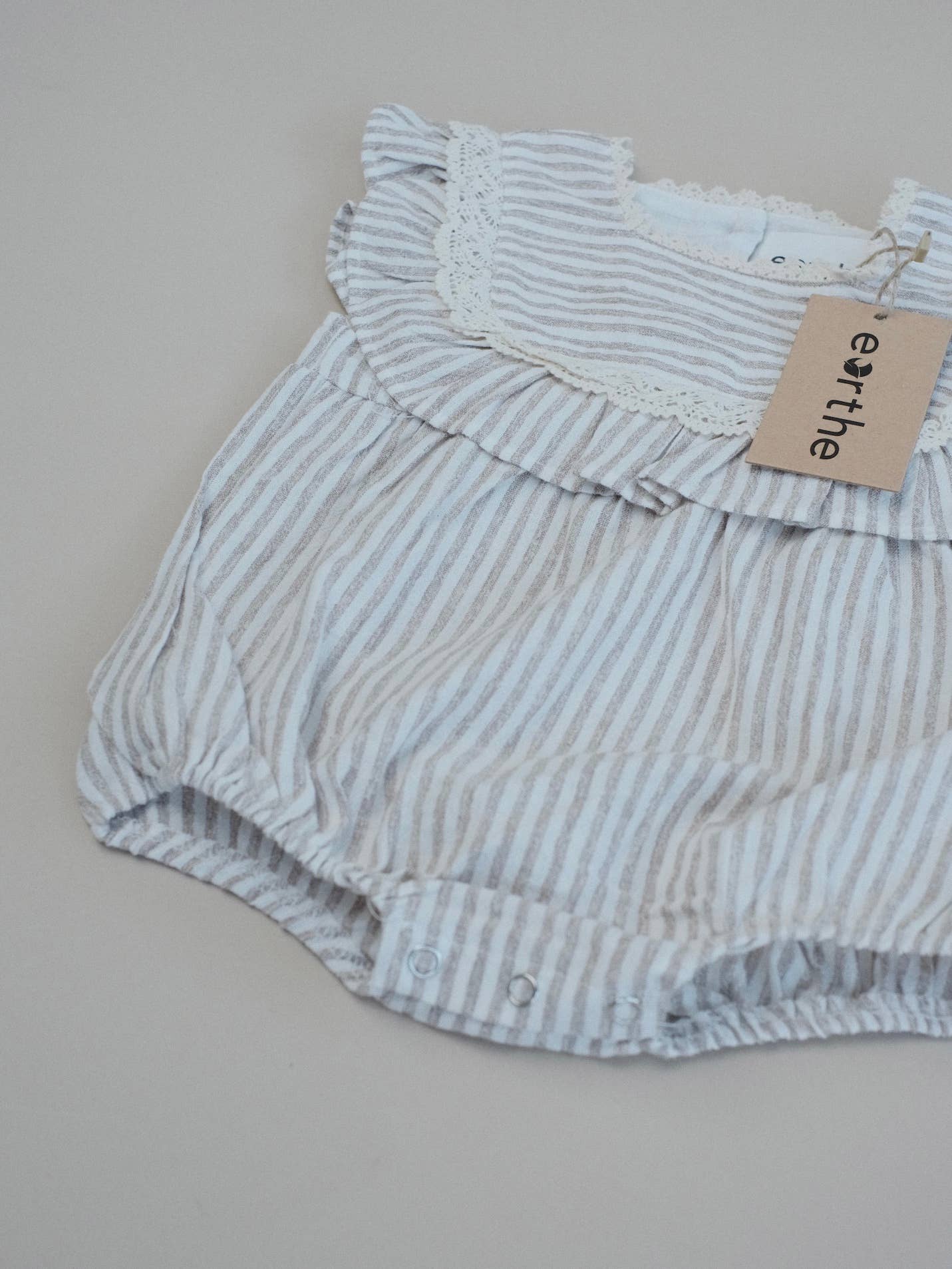 Raffle Romper / Striped Natural