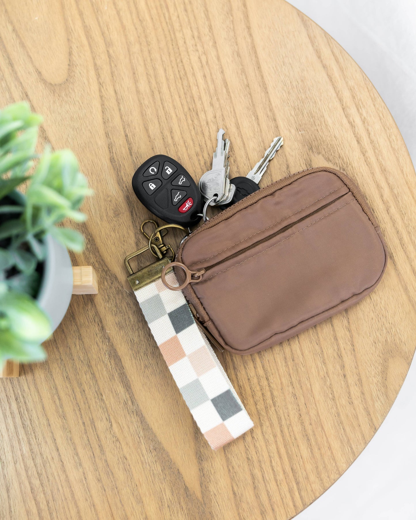 Keychain Wallet with Wrist Lanyard, Compact Card Holder