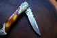 Damascus Steel handmade Pocket Knife with burnt bone handles