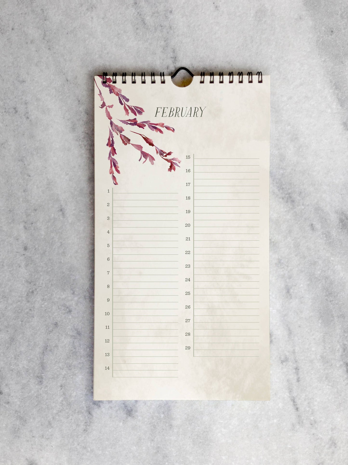 Field Flowers Celebration Calendar | Birthday Calendar