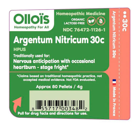 Olloïs Argentum Nitricum 30C Vegan Organic Koshe, 80 Pellets