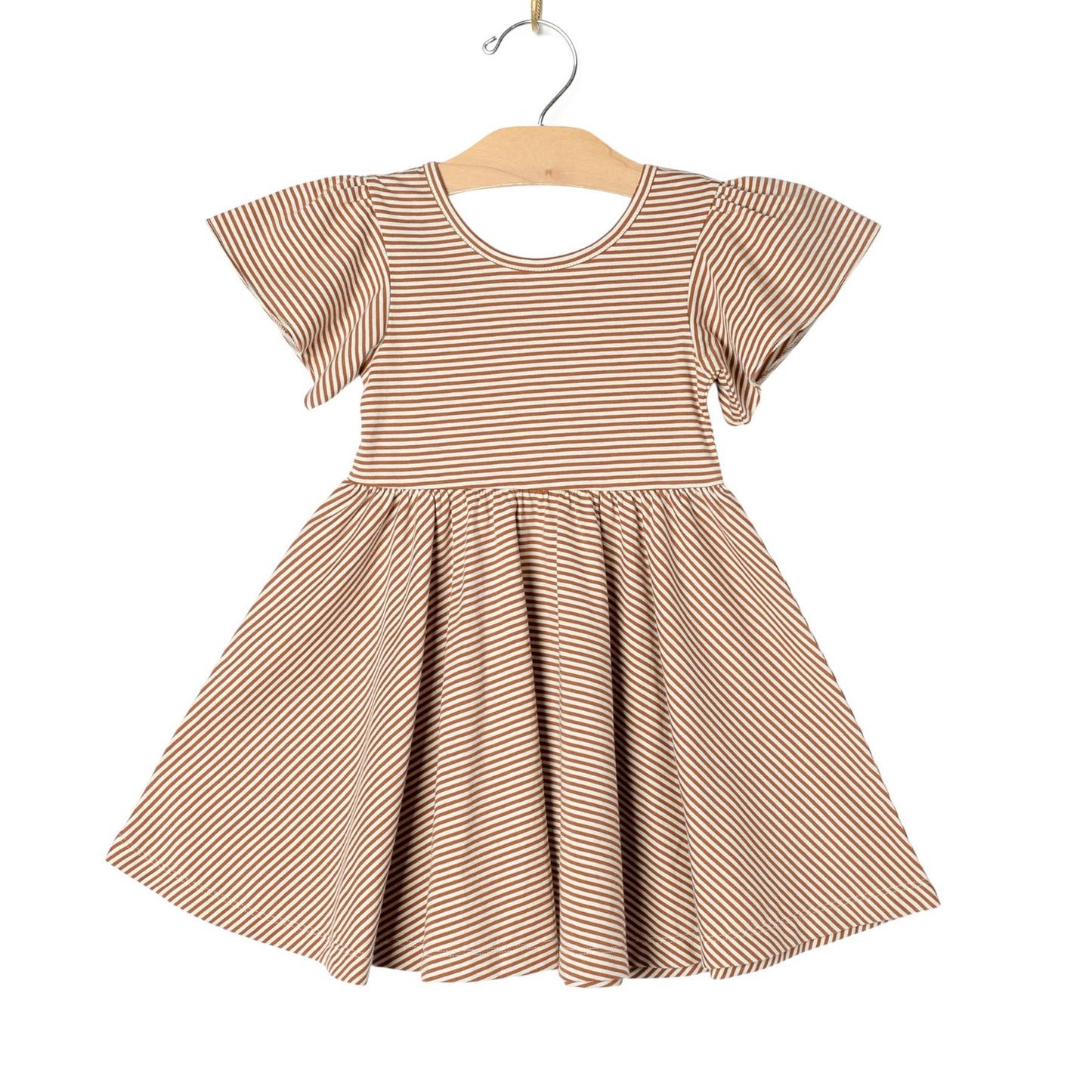 Girl Spring Twirl Dress- Toffee Stripe