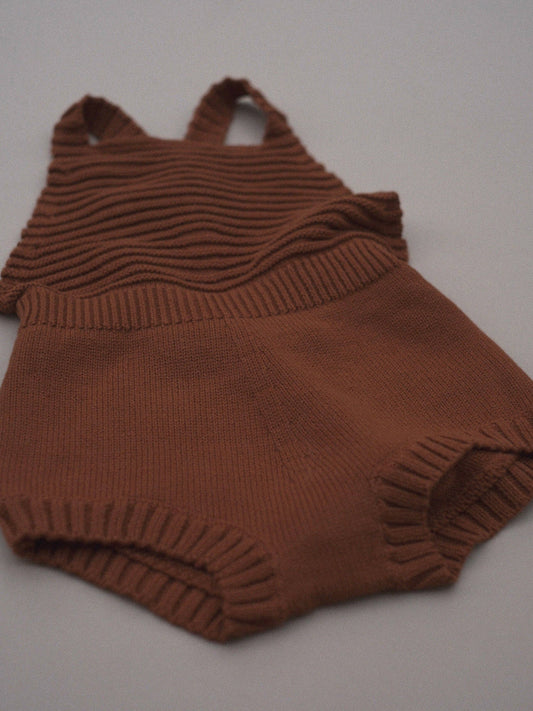 Sleeveless Knit Romper / Walnut