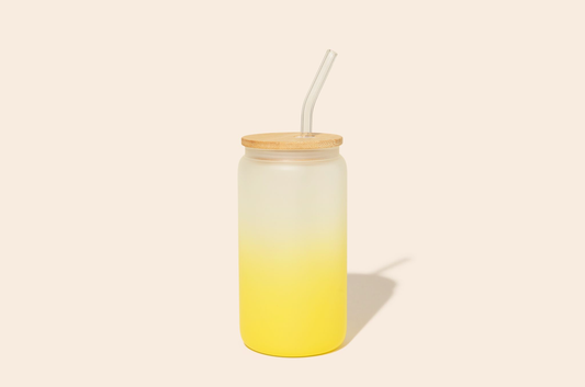 Reusable Glass Can Cup | Yellow | Summer Bestseller