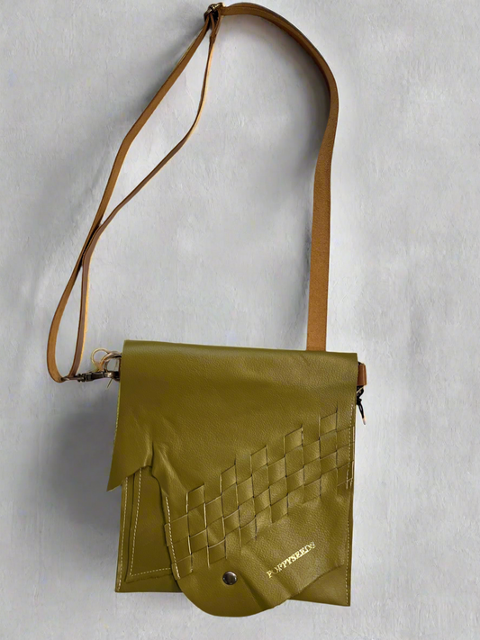 Waved Green Leather Purse