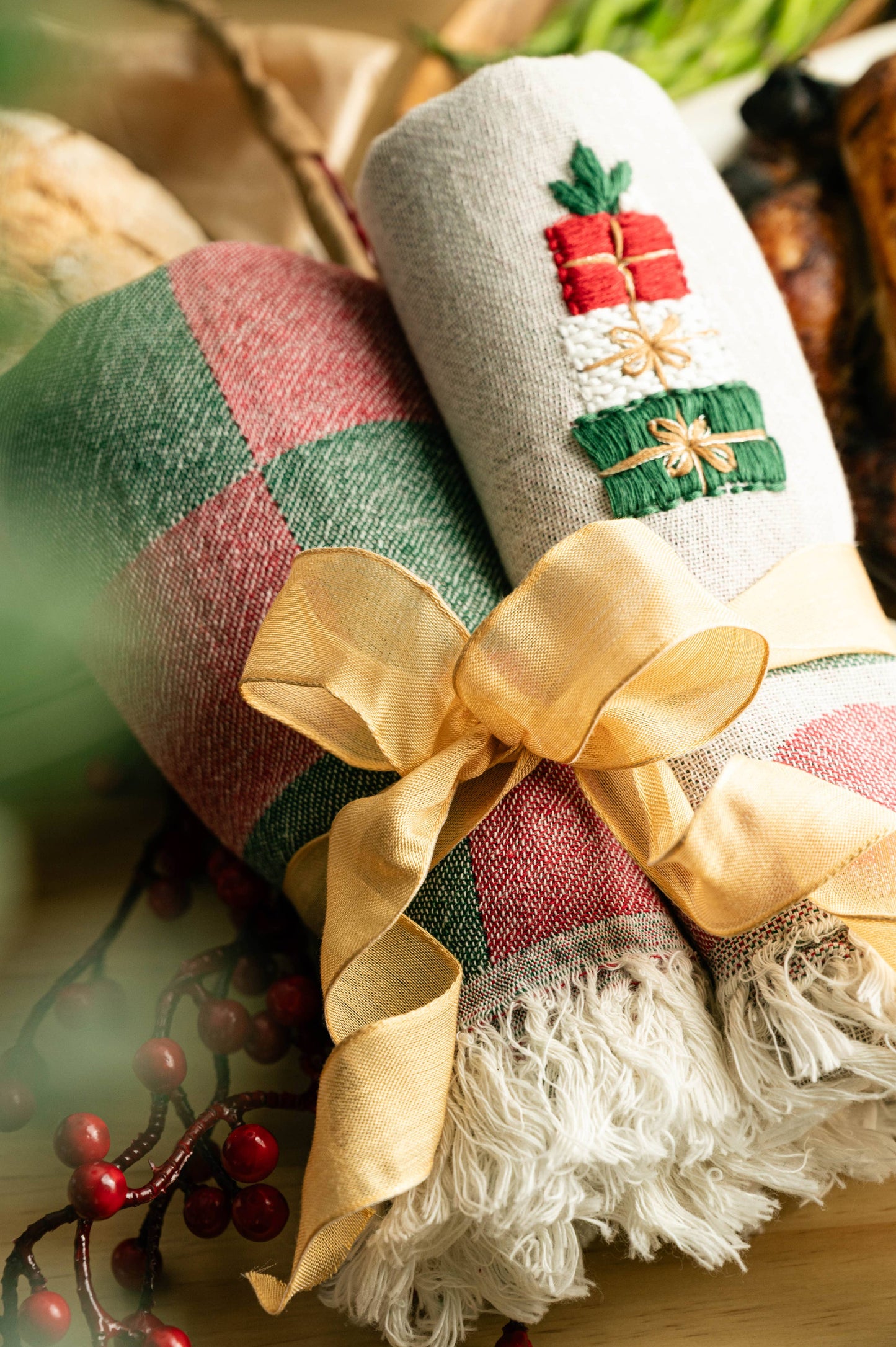 Gift Boxes Hand-Stitched Tea Towel Set