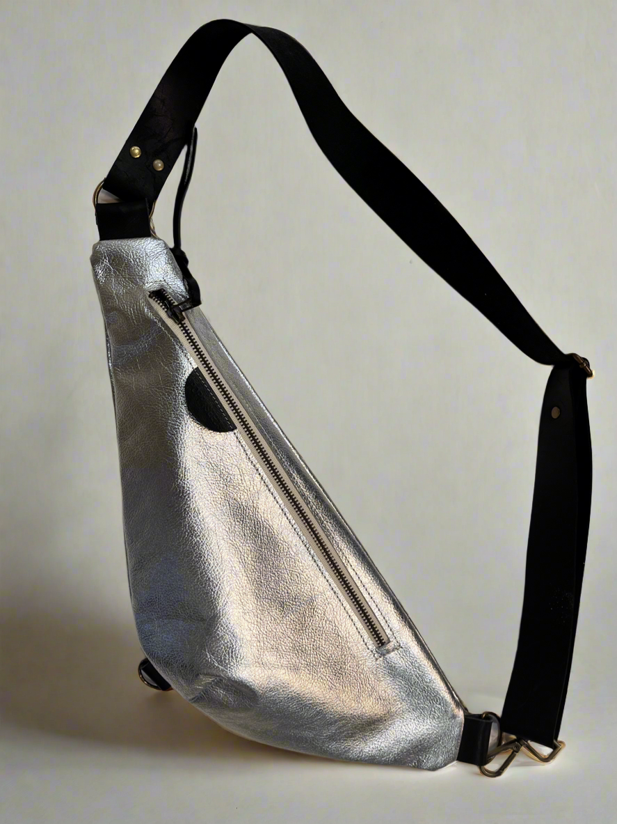 Small Leather Back Crossbody + Back Sling - Metallic