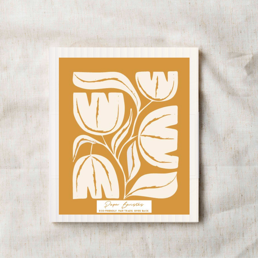 Set of 3 Swedish Dishcloth: Yellow Block Flowers