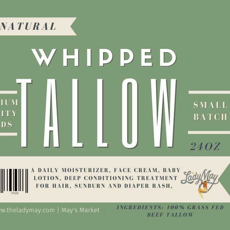 All Natural Whipped Tallow, 16oz, Odorless Grass fed Beef Tallow