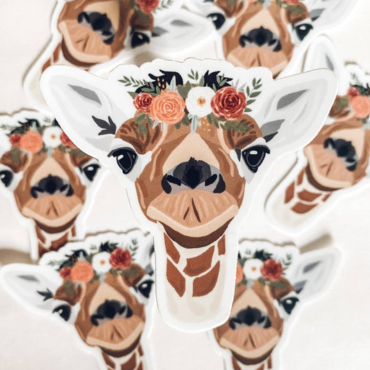 Giraffe in a Floral Crown Sticker